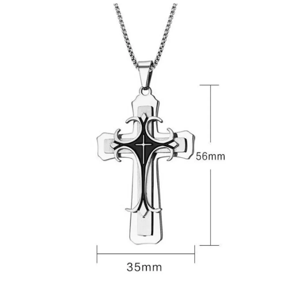 ❤️Stainless steel christian cross pendant necklace for women/men, N90201P224